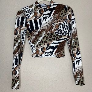 Mixed animal print top